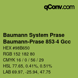 Código de color: Baumann System Prase - Baumann-Prase 853·4 Gcc | qconv.com