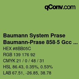 Código de color: Baumann System Prase - Baumann-Prase 858·5 Gcc 1 | qconv.com