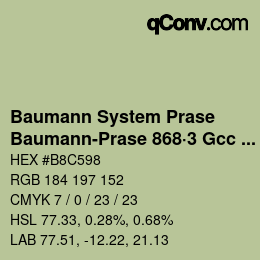 Código de color: Baumann System Prase - Baumann-Prase 868·3 Gcc 3 | qconv.com