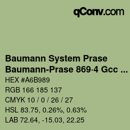 Color code: Baumann System Prase - Baumann-Prase 869·4 Gcc 3 | qconv.com