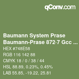 Farbcode: Baumann System Prase - Baumann-Prase 872·7 Gcc 3 | qconv.com