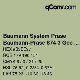 Código de color: Baumann System Prase - Baumann-Prase 874·3 Gcc 4 | qconv.com
