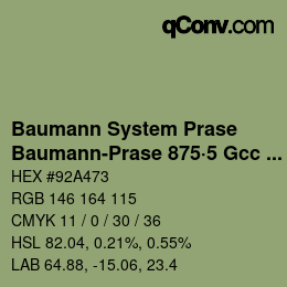 Color code: Baumann System Prase - Baumann-Prase 875·5 Gcc 4 | qconv.com