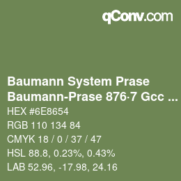 Código de color: Baumann System Prase - Baumann-Prase 876·7 Gcc 4 | qconv.com