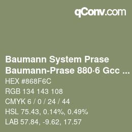 Code couleur: Baumann System Prase - Baumann-Prase 880·6 Gcc 5 | qconv.com