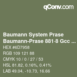 Code couleur: Baumann System Prase - Baumann-Prase 881·8 Gcc 5 | qconv.com