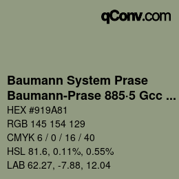 Code couleur: Baumann System Prase - Baumann-Prase 885·5 Gcc 6 | qconv.com