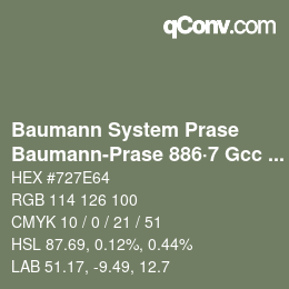 Farbcode: Baumann System Prase - Baumann-Prase 886·7 Gcc 6 | qconv.com