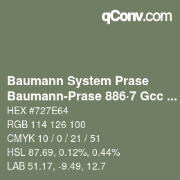 Código de color: Baumann System Prase - Baumann-Prase 886·7 Gcc 6 | qconv.com