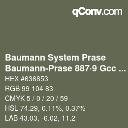 Code couleur: Baumann System Prase - Baumann-Prase 887·9 Gcc 6 | qconv.com
