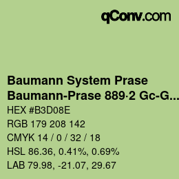 Color code: Baumann System Prase - Baumann-Prase 889·2 Gc-Gcc | qconv.com
