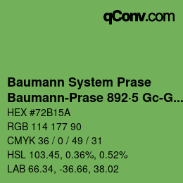 Code couleur: Baumann System Prase - Baumann-Prase 892·5 Gc-Gcc | qconv.com