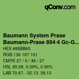 Color code: Baumann System Prase - Baumann-Prase 894·4 Gc-Gcc 1 | qconv.com