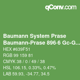 Color code: Baumann System Prase - Baumann-Prase 896·6 Gc-Gcc 1 | qconv.com