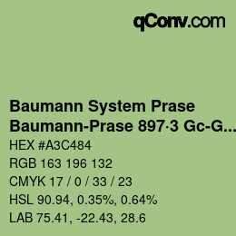 Color code: Baumann System Prase - Baumann-Prase 897·3 Gc-Gcc 2 | qconv.com