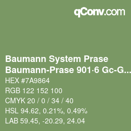 Color code: Baumann System Prase - Baumann-Prase 901·6 Gc-Gcc 3 | qconv.com