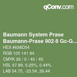 Code couleur: Baumann System Prase - Baumann-Prase 902·8 Gc-Gcc 3 | qconv.com
