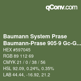 Color code: Baumann System Prase - Baumann-Prase 905·9 Gc-Gcc 4 | qconv.com