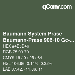 Color code: Baumann System Prase - Baumann-Prase 906·10 Gc-Gcc 5 | qconv.com