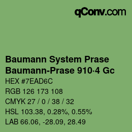 Code couleur: Baumann System Prase - Baumann-Prase 910·4 Gc | qconv.com