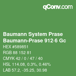 Code couleur: Baumann System Prase - Baumann-Prase 912·6 Gc | qconv.com