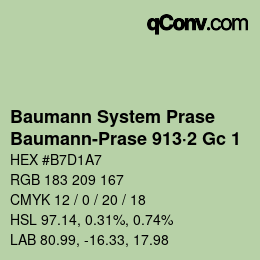 Código de color: Baumann System Prase - Baumann-Prase 913·2 Gc 1 | qconv.com