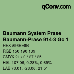 Code couleur: Baumann System Prase - Baumann-Prase 914·3 Gc 1 | qconv.com