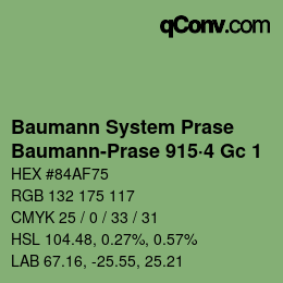 Código de color: Baumann System Prase - Baumann-Prase 915·4 Gc 1 | qconv.com