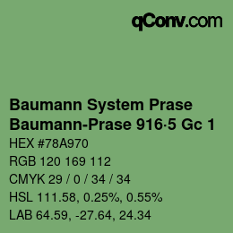 Farbcode: Baumann System Prase - Baumann-Prase 916·5 Gc 1 | qconv.com