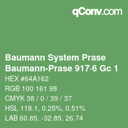 Código de color: Baumann System Prase - Baumann-Prase 917·6 Gc 1 | qconv.com