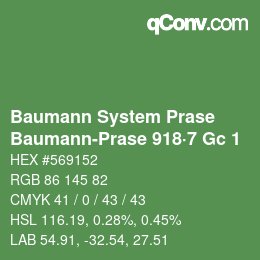 Color code: Baumann System Prase - Baumann-Prase 918·7 Gc 1 | qconv.com