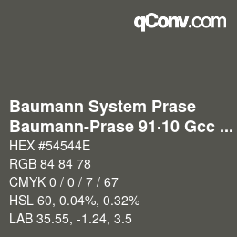 Código de color: Baumann System Prase - Baumann-Prase 91·10 Gcc 7 | qconv.com