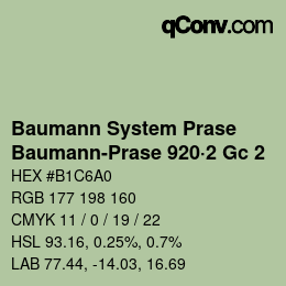 Color code: Baumann System Prase - Baumann-Prase 920·2 Gc 2 | qconv.com