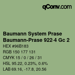 Farbcode: Baumann System Prase - Baumann-Prase 922·4 Gc 2 | qconv.com