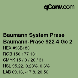 Color code: Baumann System Prase - Baumann-Prase 922·4 Gc 2 | qconv.com