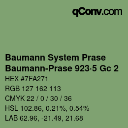 Color code: Baumann System Prase - Baumann-Prase 923·5 Gc 2 | qconv.com