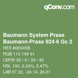Color code: Baumann System Prase - Baumann-Prase 924·6 Gc 2 | qconv.com