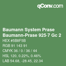 Color code: Baumann System Prase - Baumann-Prase 925·7 Gc 2 | qconv.com