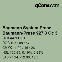 Color code: Baumann System Prase - Baumann-Prase 927·3 Gc 3 | qconv.com