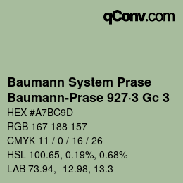 Código de color: Baumann System Prase - Baumann-Prase 927·3 Gc 3 | qconv.com