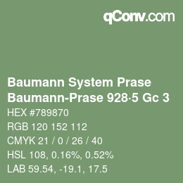 Color code: Baumann System Prase - Baumann-Prase 928·5 Gc 3 | qconv.com