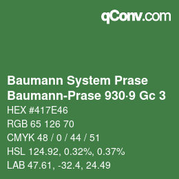 Farbcode: Baumann System Prase - Baumann-Prase 930·9 Gc 3 | qconv.com