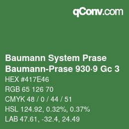 Color code: Baumann System Prase - Baumann-Prase 930·9 Gc 3 | qconv.com