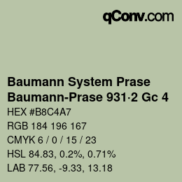 Farbcode: Baumann System Prase - Baumann-Prase 931·2 Gc 4 | qconv.com