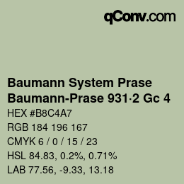 Color code: Baumann System Prase - Baumann-Prase 931·2 Gc 4 | qconv.com