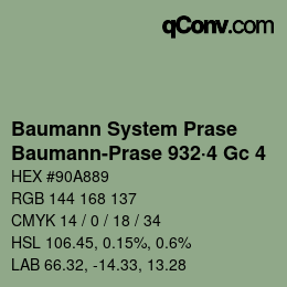 Farbcode: Baumann System Prase - Baumann-Prase 932·4 Gc 4 | qconv.com