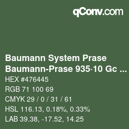 Farbcode: Baumann System Prase - Baumann-Prase 935·10 Gc 4 | qconv.com