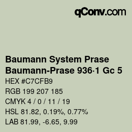 Color code: Baumann System Prase - Baumann-Prase 936·1 Gc 5 | qconv.com