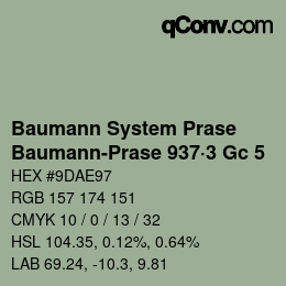 Código de color: Baumann System Prase - Baumann-Prase 937·3 Gc 5 | qconv.com