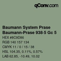 Code couleur: Baumann System Prase - Baumann-Prase 938·5 Gc 5 | qconv.com